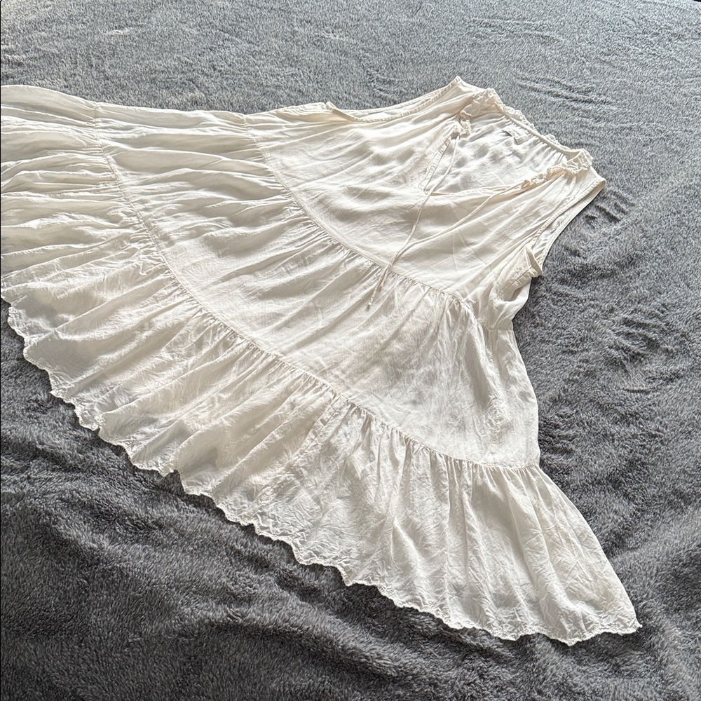 Wilfred Aritzia La Boheme Elegant Cream tiered dress Oversized 2XS PTP 19” boho